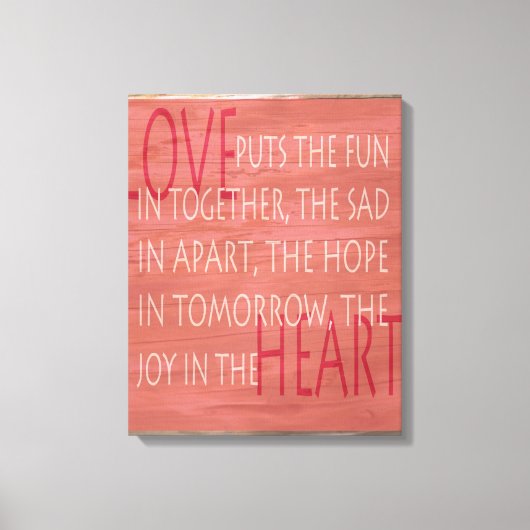 Liefde-expressieve gedicht rustige tekendoek canvas afdruk (Voorkant)