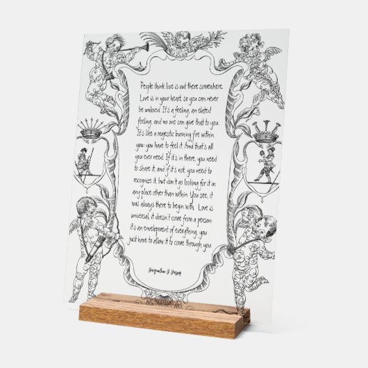 Liefde Expression Line Art Victoriaans Eenvoudig Acryl Bord (Hoek)