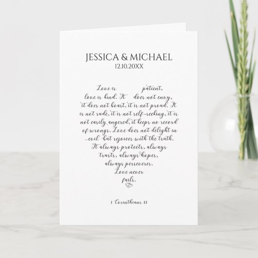 Liefde faalt nooit 1 Korinthiërs Schriftelijk Jubi Kaart (Voorkant)