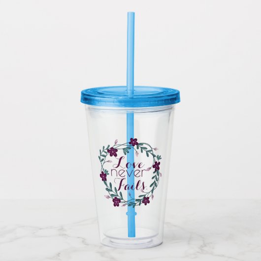 Liefde Faalt Nooit  Acryl Drinkbeker (Voorkant)
