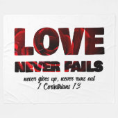 LIEFDE FAALT NOOIT BIJ CHRISTELIJKE VALENTIJNSE DI FLEECE DEKEN (Voorkant (Horizontaal))