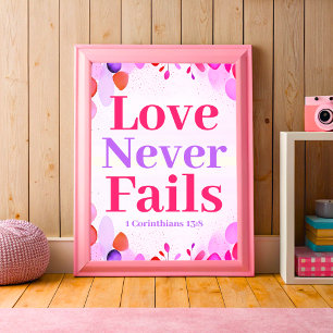 Liefde faalt nooit Boho Christelijke Teen Girl Wal Poster