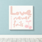 Liefde faalt nooit, bruiloft, huwelijk, grafische canvas afdruk (Insitu (Houten vloer))