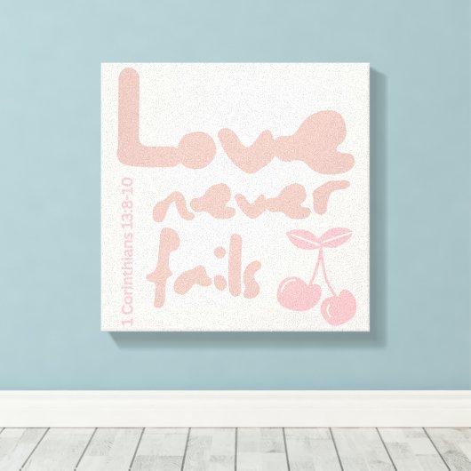 Liefde faalt nooit, bruiloft, huwelijk, grafische  canvas afdruk (Insitu (Houten vloer))