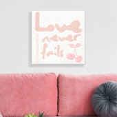 Liefde faalt nooit, bruiloft, huwelijk, grafische canvas afdruk (Insitu (Woonkamer))