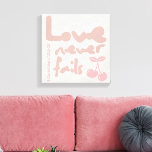 Liefde faalt nooit, bruiloft, huwelijk, grafische canvas afdruk (Insitu (Woonkamer))