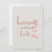 Liefde faalt nooit Christelijk Briefkaart Jubileum (Achterkant)