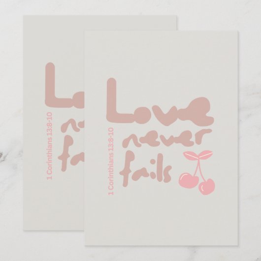 Liefde faalt nooit Christelijk Briefkaart Jubileum (Voorkant / Achterkant)