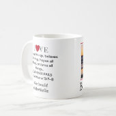 LIEFDE FAALT NOOIT Christelijke gepersonaliseerde Koffiemok (Voorkant links)