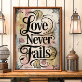 Liefde faalt nooit  Christelijke muurkunst print