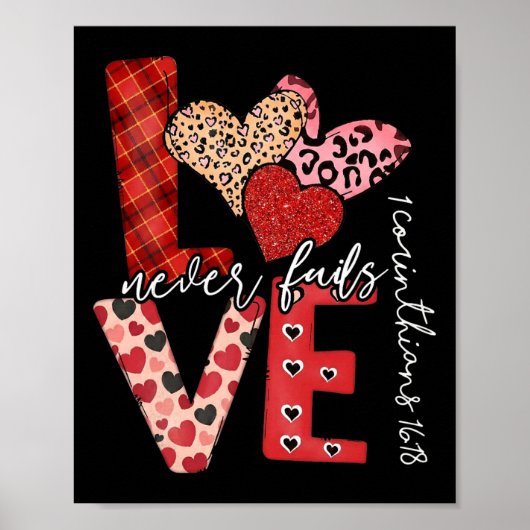Liefde Faalt Nooit, Christelijke Vrouwen Valentijn Poster (Voorkant)
