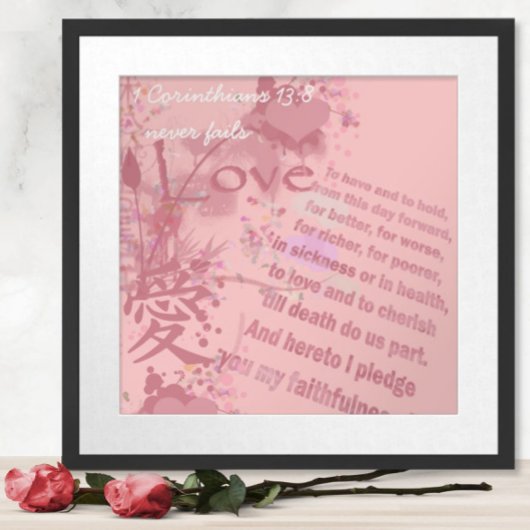 Liefde Faalt Nooit Collage Huwelijksgeloften Poster