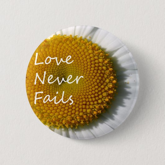 Liefde Faalt Nooit Daisy 1 Korintiërs 13 Ronde Button 5,7 Cm (Voorkant)