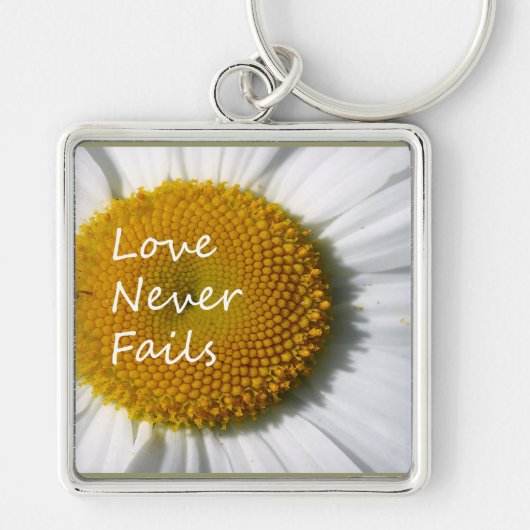 Liefde Faalt Nooit Daisy 1 Korintiërs 13 Sleutelhanger (Voorkant)