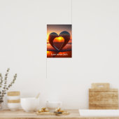 Liefde Faalt Nooit Hart Strand Zonsondergang Ingel Poster (Keuken)