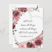 Liefde faalt nooit Inspirerend Valentijnsdag Briefkaart (Voorkant / Achterkant)