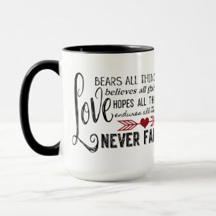 Liefde faalt nooit kardinaal 15 oz. Mok