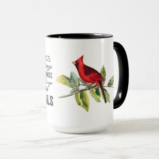 Liefde faalt nooit kardinaal 15 oz. Mok (Voorkant rechts)