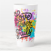 Liefde faalt nooit latte mok (Voorkant)