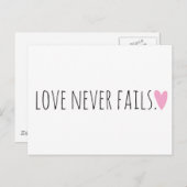 Liefde faalt nooit met hart briefkaart (Voorkant / Achterkant)