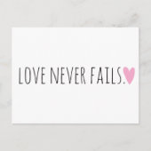 Liefde faalt nooit met hart briefkaart (Voorkant)