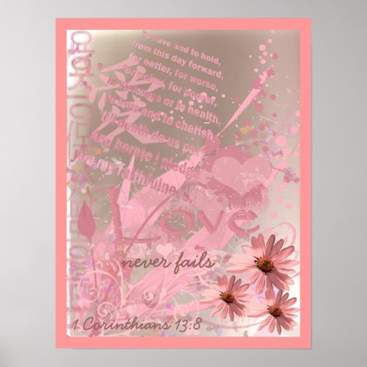 Liefde faalt nooit met huwelijksgeloften poster (Voorkant)