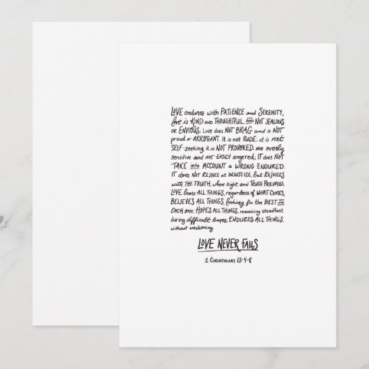 Liefde faalt nooit minimalistisch feestdagenkaart (Voorkant / Achterkant)