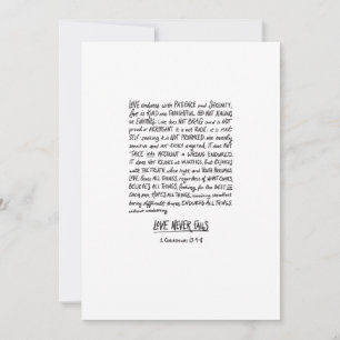 Liefde faalt nooit minimalistisch feestdagenkaart