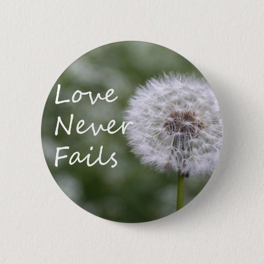 Liefde Faalt Nooit Paardenbloem1 Korintiërs 13 Ronde Button 5,7 Cm (Voorkant)