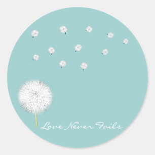 Liefde Faalt Nooit Paardenbloem 1 Korintiërs 13 Ronde Sticker