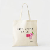 Liefde faalt nooit, rozen tote bag (Voorkant)