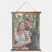 Liefde Faalt Nooit Script met Afbeelding en Namen Hangend Wandkleed (Voorkant)