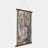 Liefde Faalt Nooit Script met Afbeelding en Namen Hangend Wandkleed (Gebogen)