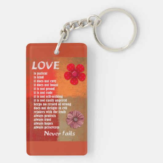 Liefde faalt nooit Sleutelhanger (achterkant)