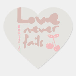 Liefde Faalt Nooit Sticker/Cadeau/Huwelijk/Geloof Hart Sticker