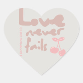 Liefde Faalt Nooit Sticker/Cadeau/Huwelijk/Geloof Hart Sticker