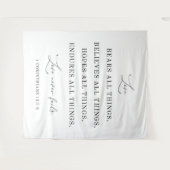 “Liefde Faalt Nooit” Trouwbanner Achtergrond Wandkleed (Voorkant (horizontaal))