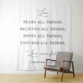 “Liefde Faalt Nooit” Trouwbanner Achtergrond Wandkleed (In situ)