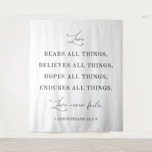 “Liefde Faalt Nooit” Trouwbanner Achtergrond Wandkleed