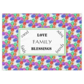 Liefde Familie Zomer Artsy Waterverf Flowers Tafelkleed (Voorkant (Horizontaal))
