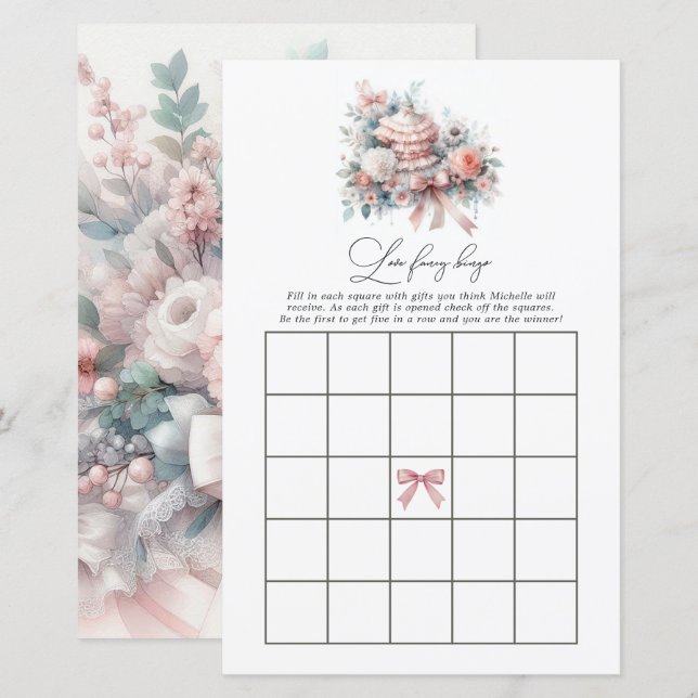 Liefde Fancy Bruidsdouche Elegant Pastel Bingo Spe (Voorkant / Achterkant)