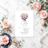 Liefde Fancy Roze Bow en Pastel Boeket bruiloft RSVP Kaartje