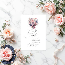 Liefde Fancy Roze Bow en Pastel Boeket bruiloft RSVP Kaartje