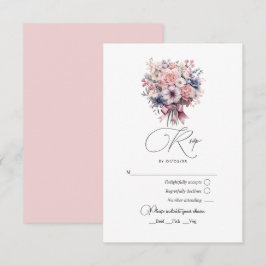 Liefde Fancy Roze Strik en Pastelkleurig Boeket Br RSVP Kaartje