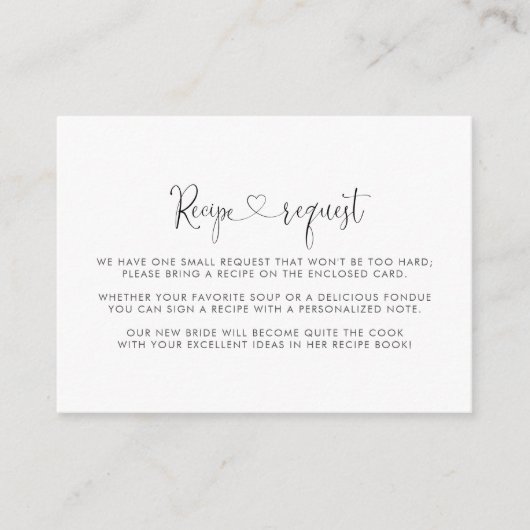Liefde Fancy Script Trouwrecept Verzoek Informatiekaartje (Voorkant)