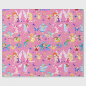 Liefde feeën, klein meisje roze verjaardag cadeaupapier (Vlak)