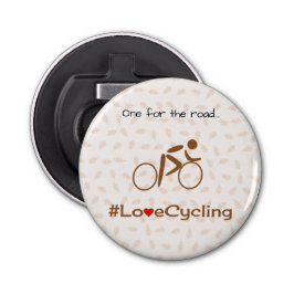 Liefde fietser bruin button flesopener