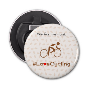 Liefde fietser bruin button flesopener