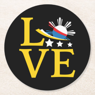 Liefde - Filippijnse vlag typografie kunst Ronde Kartonnen Onderzetter