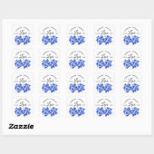 Liefde. Floral Wedding Royal Blue Waterverf Vierkante Sticker (Vel)